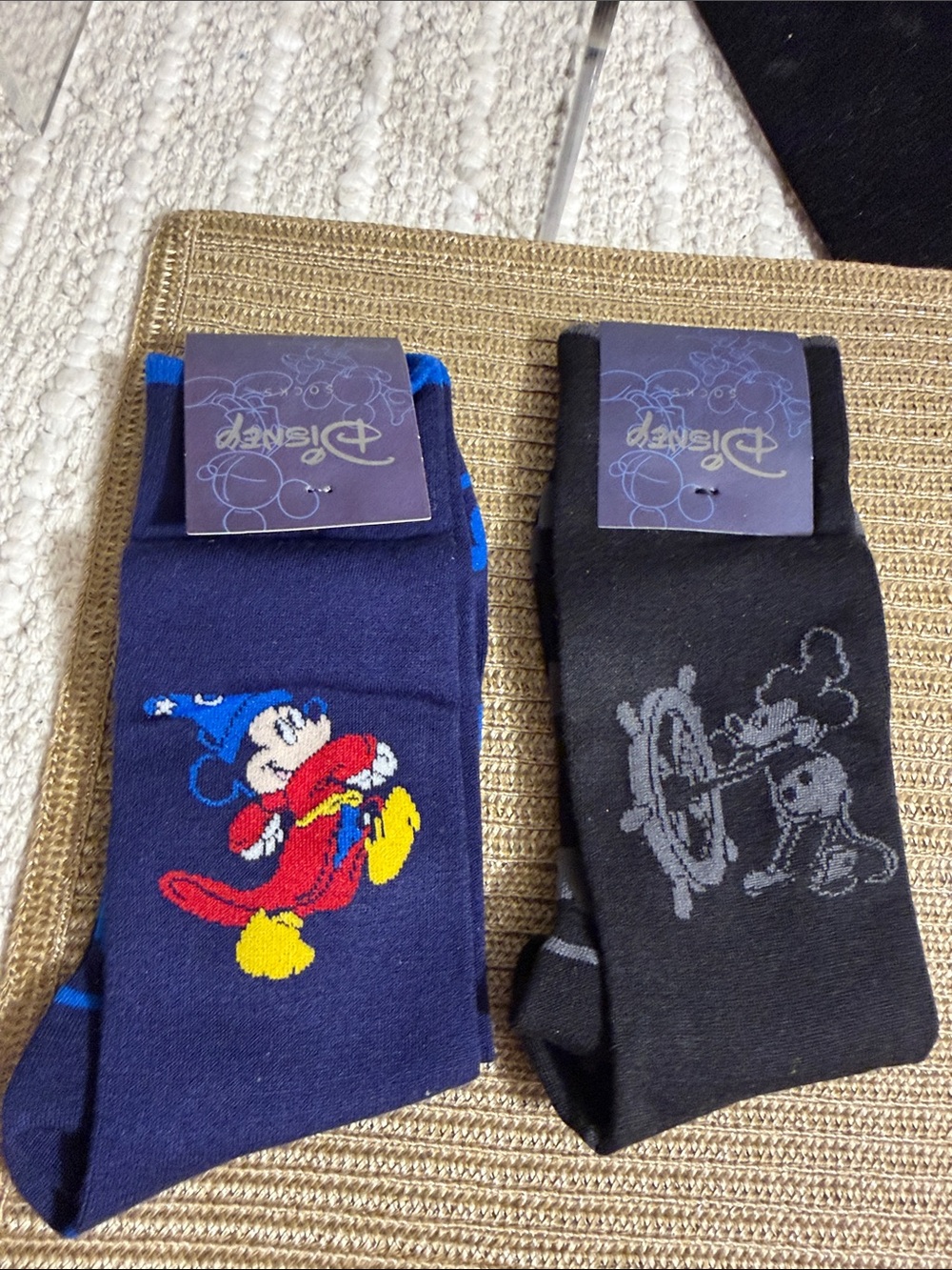 Disney Mickey Mouse Men’s Dress Socks 2 Pair Bundle Cufflinks Inc NWT One Size